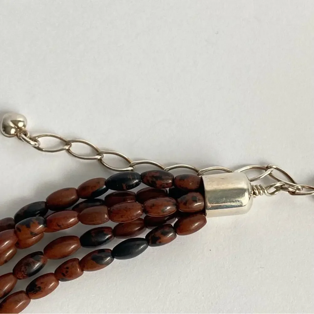 Jay King Mine Finds Necklace Mahogany Obsidian Jasper Sterling Silver Pendant‎